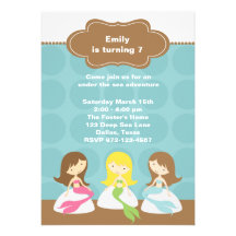 Sweet Mermaids Birthday Invitations