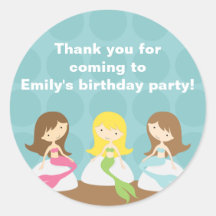 Sweet Mermaids Birthday Stickers