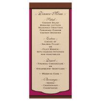 Sweet Mocha & Fuchsia Wedding Reception Menus Custom Rack Card