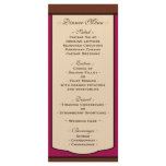 Sweet Mocha &amp; Fuchsia Wedding Reception Menus Custom Rack Card