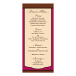 Sweet Mocha & Fuchsia Wedding Reception Menus Custom Rack Card