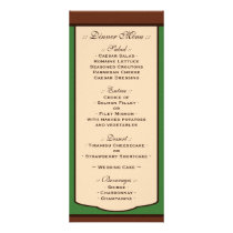 Sweet Mocha & Green Wedding Reception Menus Rack Card Template