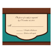 Sweet Mocha & Teal Reply / RSVP Cards Custom Invitations