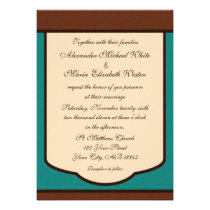 Sweet Mocha & Teal Wedding Invitations