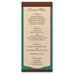 Sweet Mocha & Teal Wedding Reception Menus Rack Cards