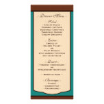 Sweet Mocha & Teal Wedding Reception Menus Rack Cards
