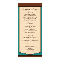 Sweet Mocha & Teal Wedding Reception Menus Rack Cards