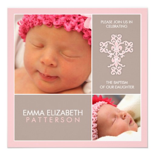 Sweet & Modern Baptism Baby Girl Invitation