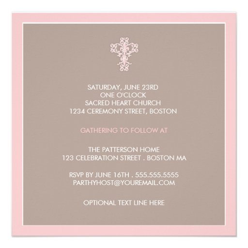 Sweet & Modern Baptism Baby Girl Invitation