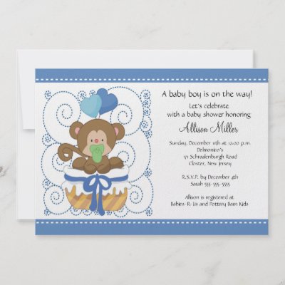 Baby  Monkey Clothes on Sweet Monkey Baby Boy Baby Shower Personalized Invites From Zazzle Com