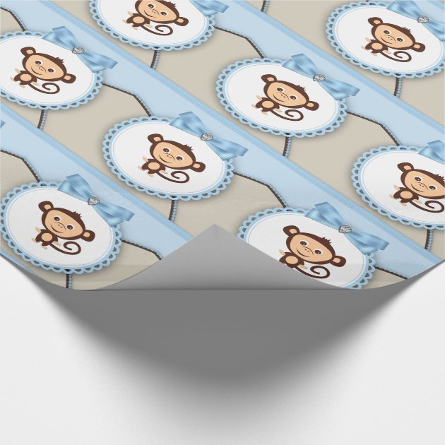 Sweet Monkey Baby Shower Wrapping Paper 4/4