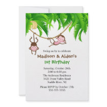 Sweet Monkeys Twins Birthday Invitation