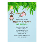 Sweet Monkeys Twins Birthday Invitation