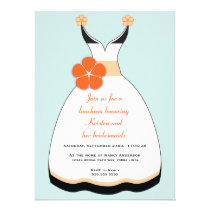 Sweet Orange and Blue Wedding Dress Invitation invitations