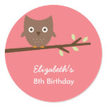 Sweet Owl Favor Stickers (Pink)