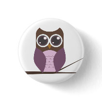 Sweet Owl on Branch - Button