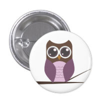 Sweet Owl on Branch - Button