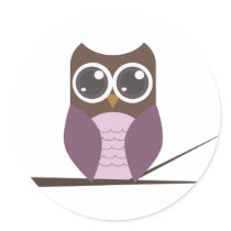Sweet Owl on Branch Sticker