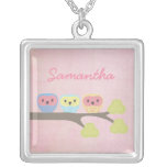 Sweet Owl Trio Girls Name Necklace