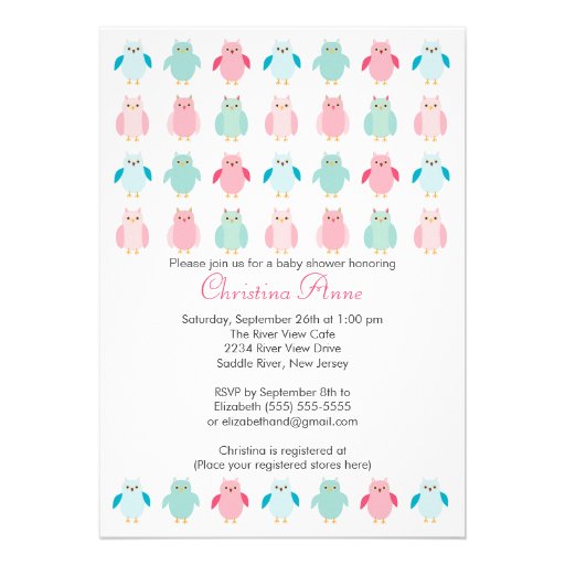 Sweet Owls Neutral Baby Shower Invitations