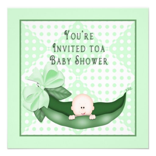 Sweet Pea Baby Shower Invitations (Green)