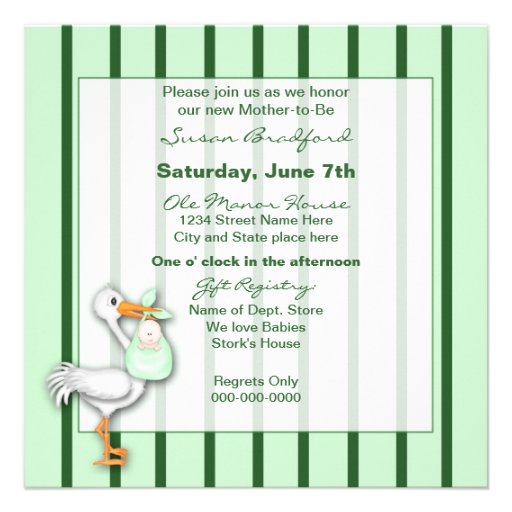 Sweet Pea Baby Shower Invitations (Green)