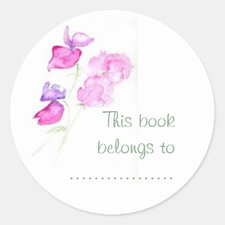 Sweet Pea Bookplate Round Stickers