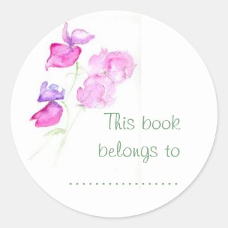 Sweet Pea Bookplate Round Stickers