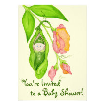 Sweet Pea Girl Baby Shower Invitation