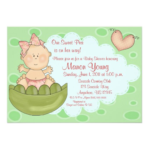 Sweet Pea Girls Baby Shower Invitation