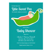 Sweet Pea in a Pod (Aqua Green & Pink) invitations