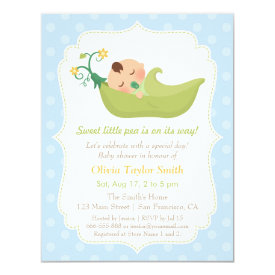 Sweet Pea in a Pod Baby Boy Shower Invitations