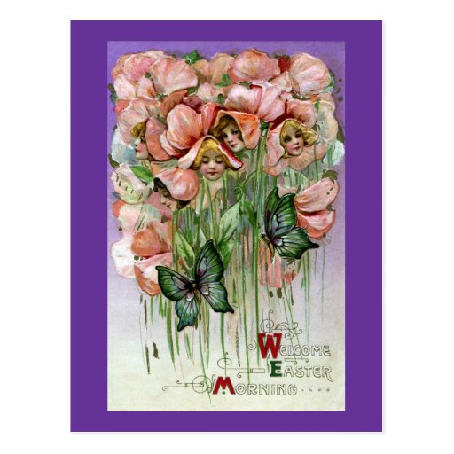 Sweet Peas and Butterflies Vintage Easter Postcards