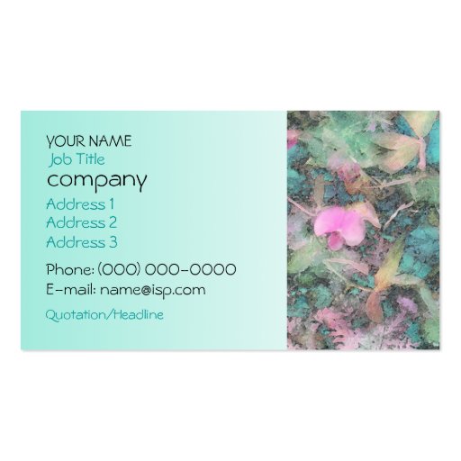 Sweet Peas Aqua Profile Card Business Cards (front side)
