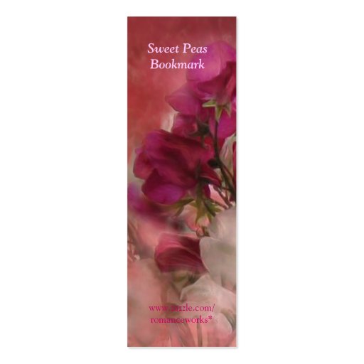 Sweet Peas Art Bookmark Business Cards (back side)