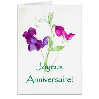 Sweet Peas Birthday Card - French Greeting