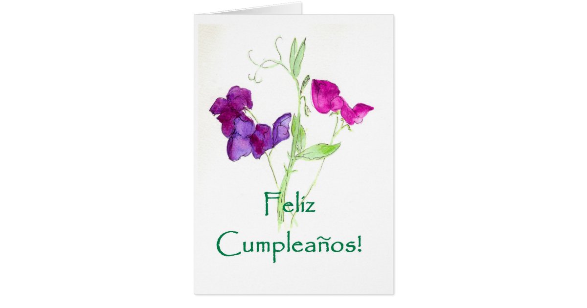 Sweet Peas Birthday Card Spanish Greeting Zazzle