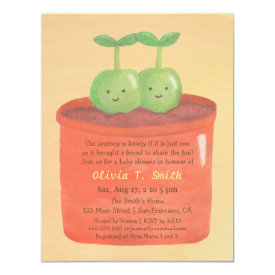 Sweet Peas in a Pot Twin Baby Shower Invitations