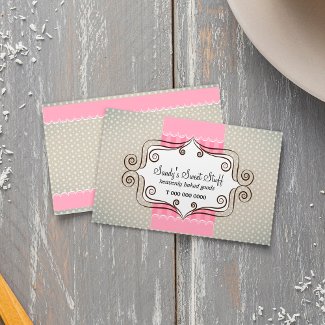 Sweet Pink and Polka Dots Business Card Template