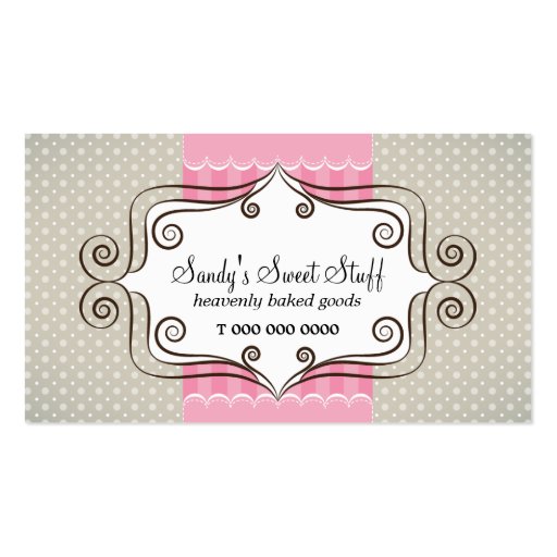 Sweet Pink and Polka Dots Business Card Template (front side)