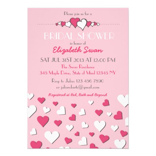 Sweet Pink and White Love Bridal Shower Invitation
