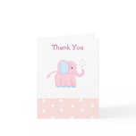 Sweet Pink Baby Elephant Thank You Greeting Card