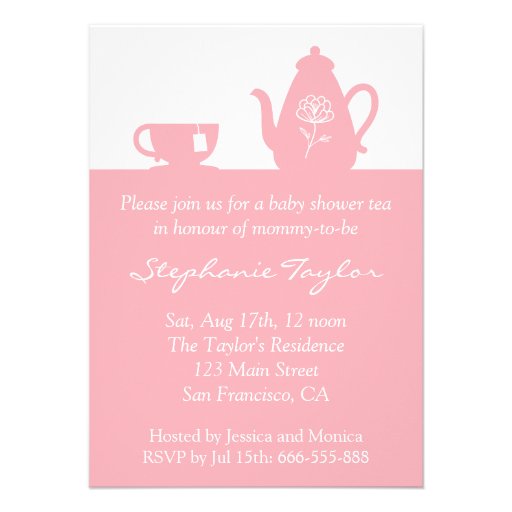Sweet Pink Baby Shower, Tea Party for Mom to Be Personalized Announcements