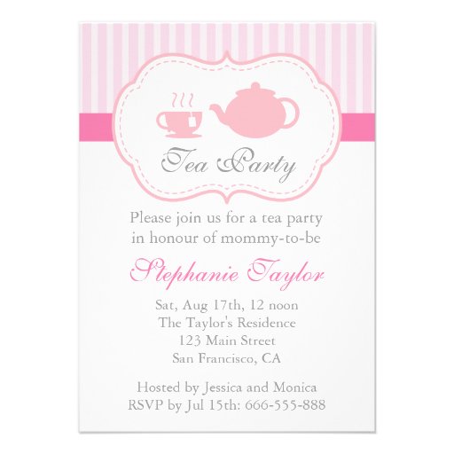 Sweet Pink Baby Shower, Tea Party for Mom to Be Announcement