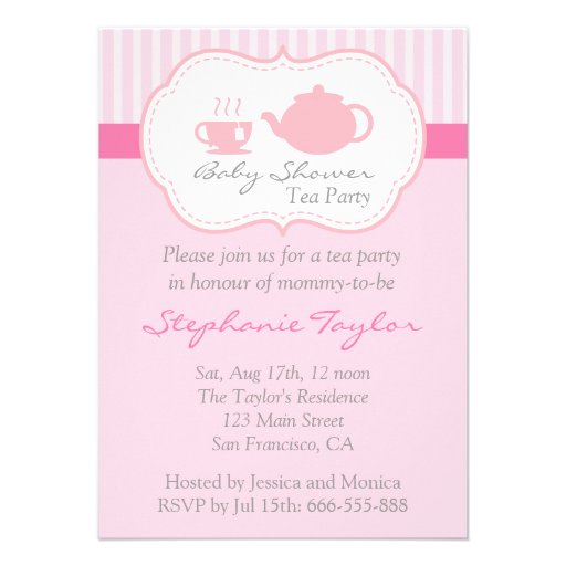 Sweet Pink Baby Shower, Tea Party for Mom to Be Invites