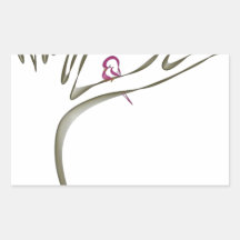 Sweet pink bird sitting in a tree original rectangular sticker
