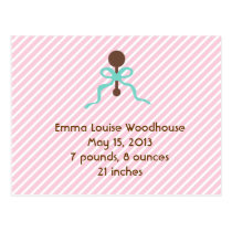 Sweet Pink Birth Announcement Postcard