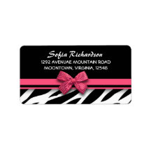 sweet pink bow zebra elegant address labels