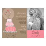 Sweet Pink Cake Girl Birthday Party Photo Invitati Custom Invite