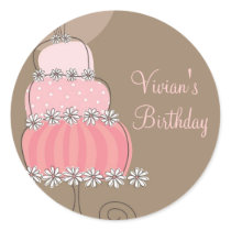 Sweet Pink Cake Party Favor Gift Label / Sticker by fat_fa_tin Sweet Pink Cake Party Favor Gift Label / Sticker
